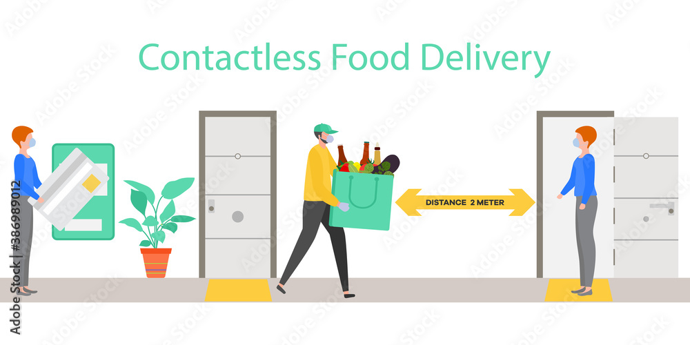 Coronavirus COVID-19 Contactless delivery People