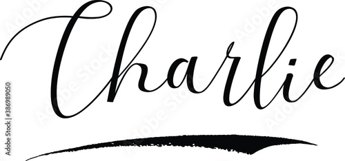Charlie -Male Name Cursive Calligraphy on White Background photo
