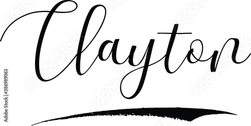 Clayton -Male Name Cursive Calligraphy on White Background