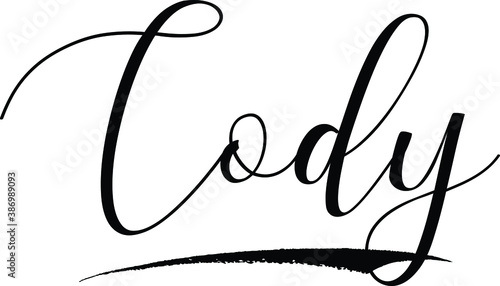 Cody -Male Name Cursive Calligraphy on White Background photo