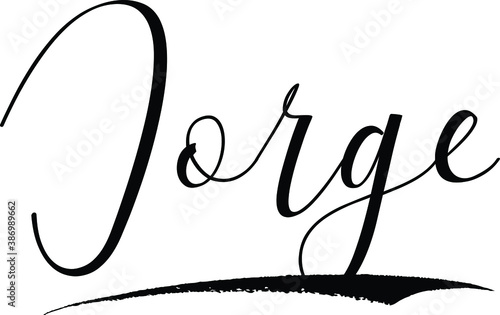 Jorge -Male Name Cursive Calligraphy on White Background
