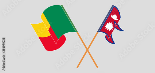 Crossed flags of Benin and Nepal