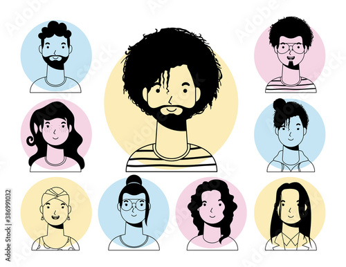 afro ethnic man with beard and people interracial
