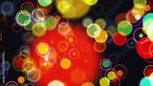 Computer generated the rows of multi colored circles and rings. 3d rendering abstract background from different round particles