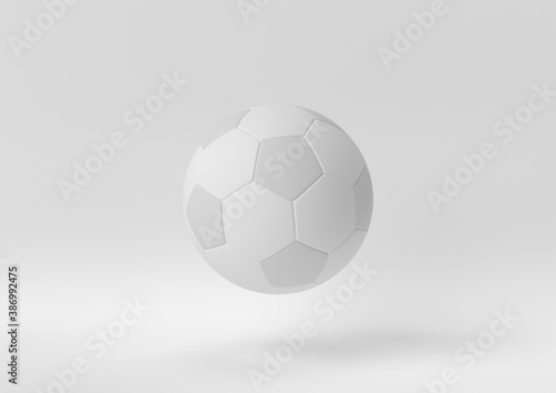 Creative minimal paper idea. Concept white football with white background. 3d render, 3d illustration.