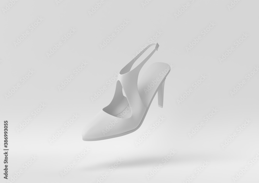 Creative minimal paper idea. Concept white shoe with white background. 3d render, 3d illustration. Creative minimal paper idea. Concept white shoe with white background. 3d render, 3d illustration.