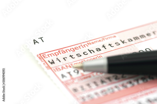 Erlagschein mit Zahlung für die Wirtschaftskammer.