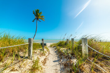 Fototapete Abstieg zum Strand Blauer Himmel über Smathers Beach Key West  © Gabriele Maltinti
