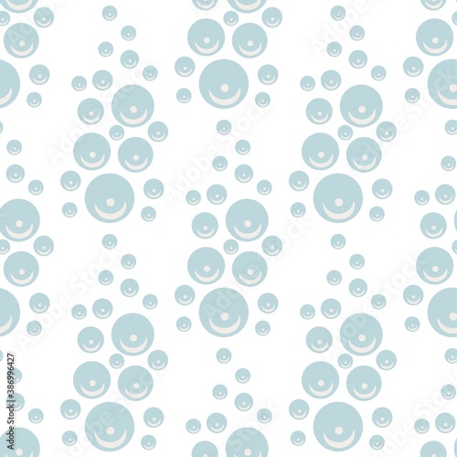 Beautiful seamless pattern with sea water droplets on a white background. Sea spray in flat style. Cartoon wildlife for web pages. Stock vector illustration for decor and design, textiles, wallpaper