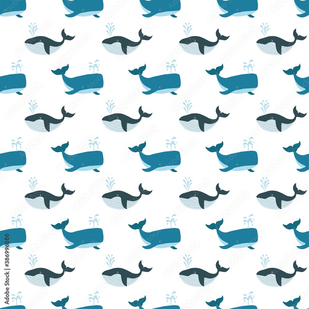 Cute seamless pattern with sperm whale and whale on a white background. Sea animals in a flat style. Cartoon wildlife for web pages.
Stock vector illustration for decor, design, textiles,
wallpaper Cute seamless pattern with sperm whale and whale on a white background. Sea animals in a flat style. Cartoon wildlife for web pages.
Stock vector illustration for decor, design, textiles,
wallpaper