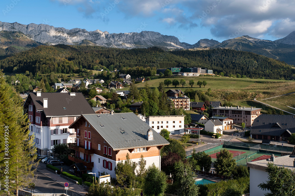 Panorama of the village of Villard de Lans in the Alps in France