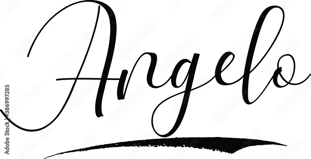 Vetor de Angelo -Male Name Cursive Calligraphy on White Background do ...