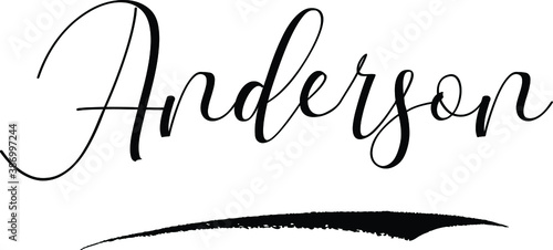 Anderson -Male Name Cursive Calligraphy on White Background photo