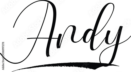 Andy -Male Name Cursive Calligraphy on White Background