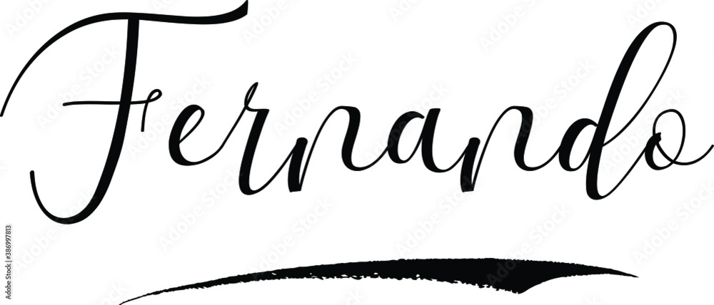 Fernando -Male Name Cursive Calligraphy on White Background Fernando -Male Name Cursive Calligraphy on White Background