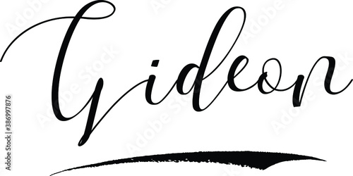 Gideon -Male Name Cursive Calligraphy on White Background