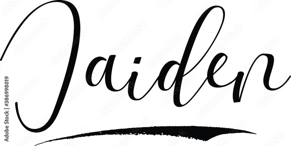 Jaiden -Male Name Cursive Calligraphy on White Background Jaiden -Male Name Cursive Calligraphy on White Background