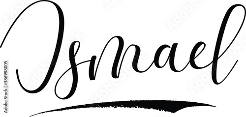 Ismael -Male Name Cursive Calligraphy on White Background photo