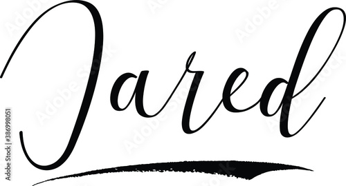 Jared -Male Name Cursive Calligraphy on White Background photo