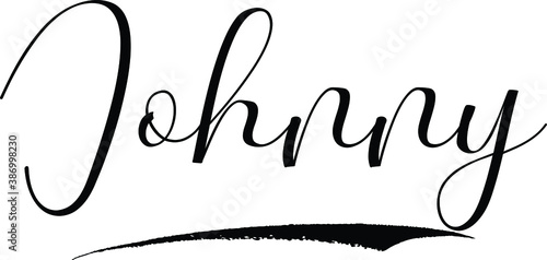 Johnny -Male Name Cursive Calligraphy on White Background