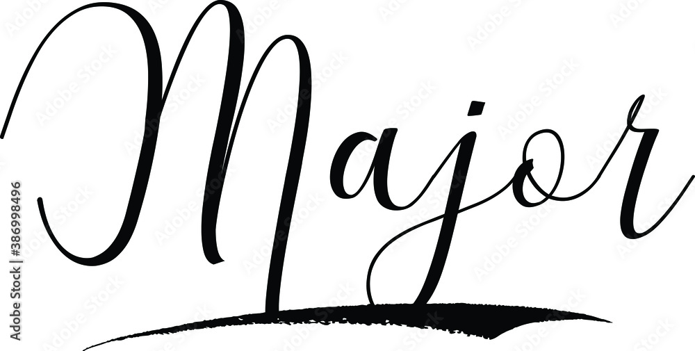 Major -Male Name Cursive Calligraphy on White Background Major -Male Name Cursive Calligraphy on White Background