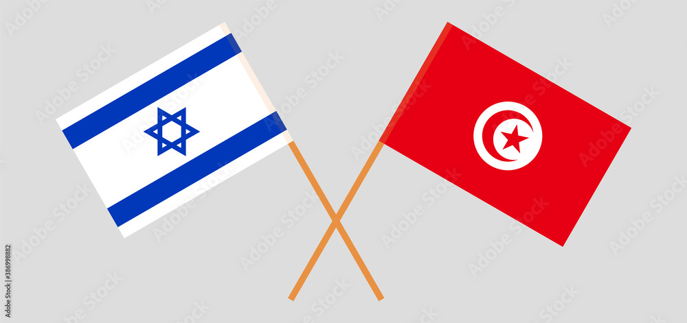 Crossed flags of Tunisia and Israel Crossed flags of Tunisia and Israel
