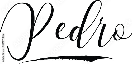  Pedro -Male Name Cursive Calligraphy on White Background