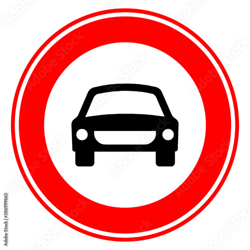 Traffic, road sign. Road closed to motor vehicle traffic, excluding motorcycles. Road sign closed to motor vehicle traffic, excluding motorcycles