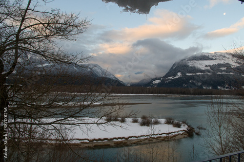 View of the Columbia River from Inn on the River in Revelstoke British Columbia photo