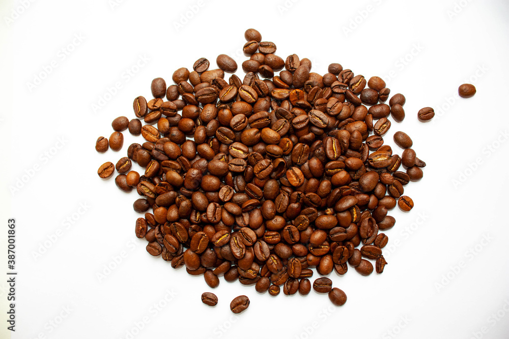 coffee beans on white coffee beans on white