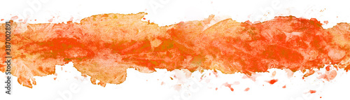 orange watercolor stripe with paper texture for text and design