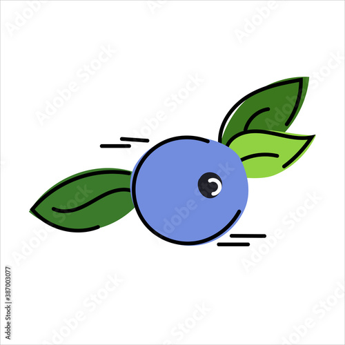 Hand-drawn vector illustration of blueberry. Berry. The food is healthy and wholesome. Vegetarians. Flat.