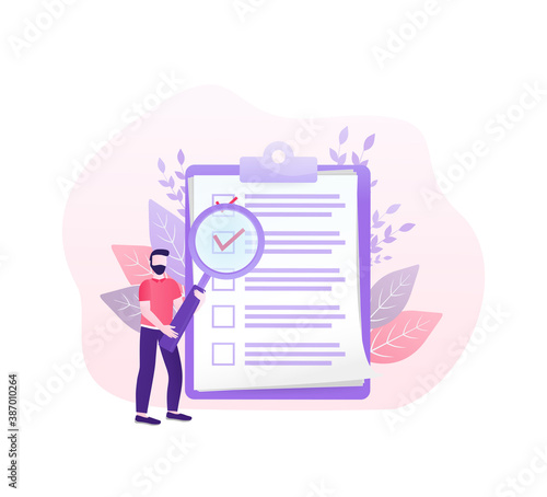 Checklist people. Flat checklist people for paper design. Vector illustration.
