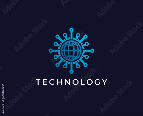 minimal technology logo template - vector illustration