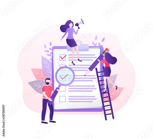Checklist people, great design for any purposes. Flat vector character illustration. Check list icon, vector illustration.