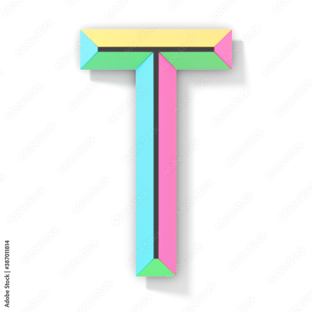 Neon color bright font Letter T 3D Neon color bright font Letter T 3D
