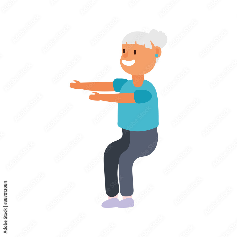 old woman practicing exercise avatar character old woman practicing exercise avatar character