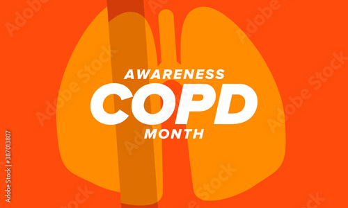 COPD Awareness Month in November. Chronic Obstructive Pulmonary Disease. Celebrated annual in United States. Medical health care and awareness design. Poster, card, banner and background. Vector