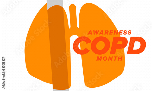 COPD Awareness Month in November. Chronic Obstructive Pulmonary Disease. Celebrated annual in United States. Medical health care and awareness design. Poster, card, banner and background. Vector