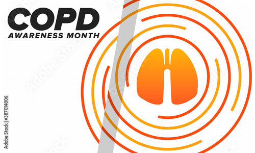 COPD Awareness Month in November. Chronic Obstructive Pulmonary Disease. Celebrated annual in United States. Medical health care and awareness design. Poster, card, banner and background. Vector