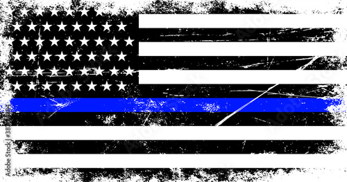 Vintage american police support flag 