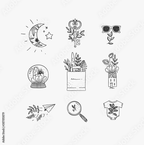 Hand made floral icons nature
