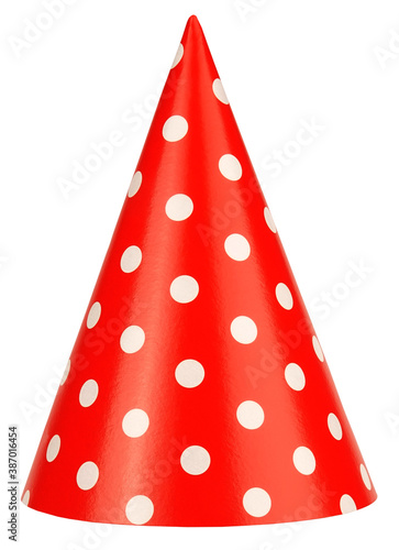 Lovely Birthday or dwarf hat made of paper isolated on white background