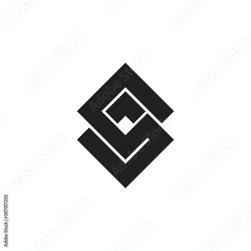 SJ letter or SV letter square logo design vector
