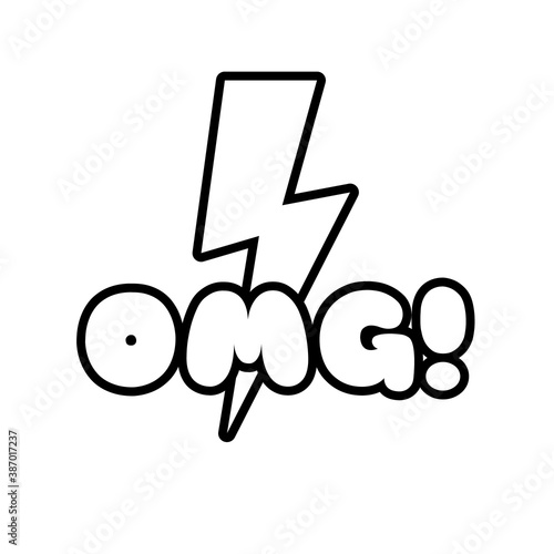 ray with omg word pop art line style icon