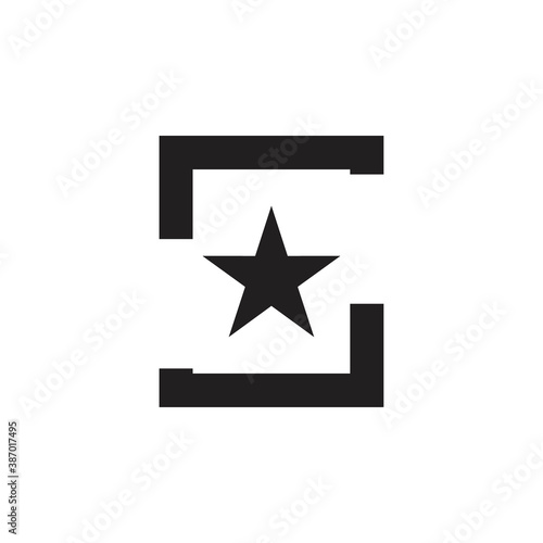 S letter with star logo design vector