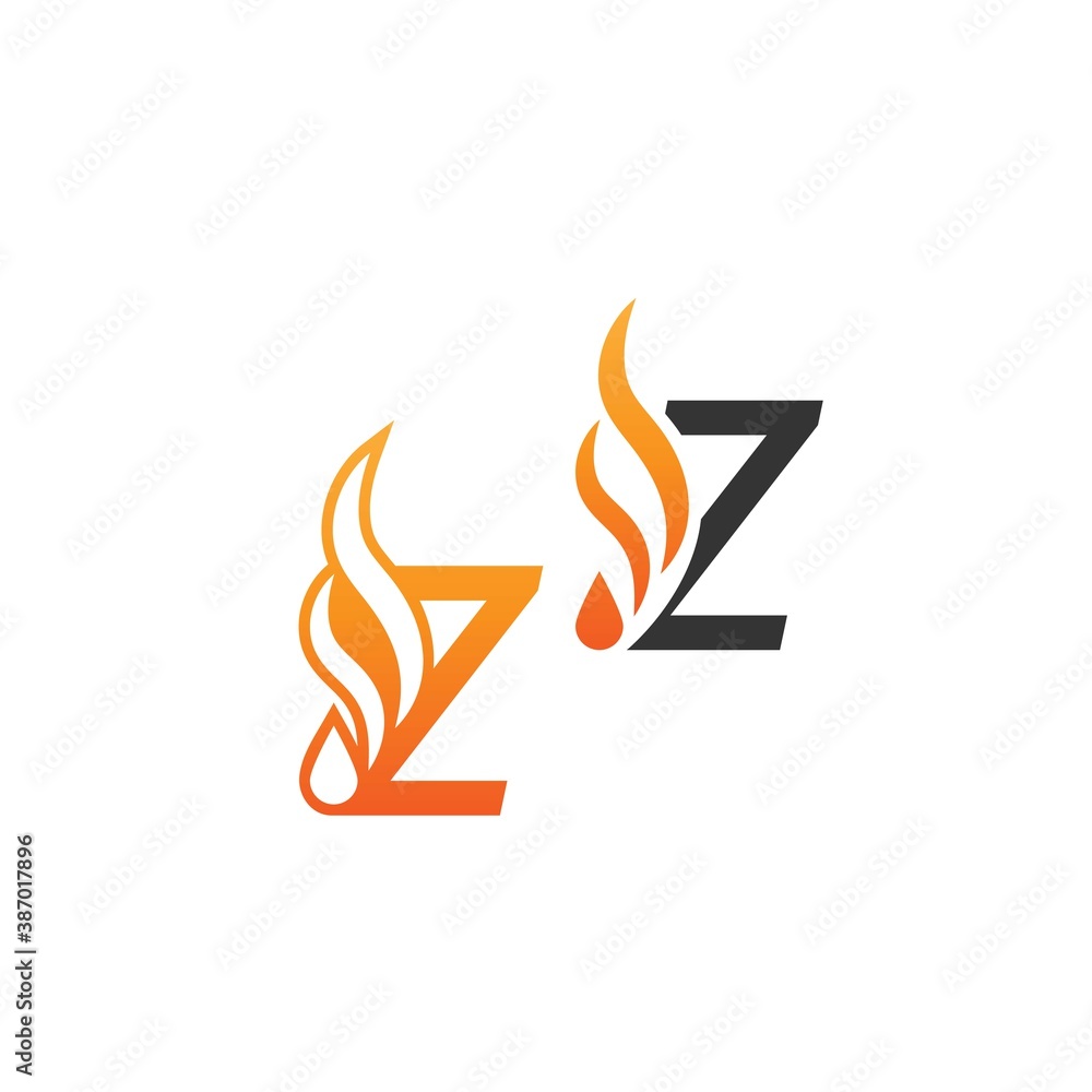 Letter z and fire waves, logo icon concept design