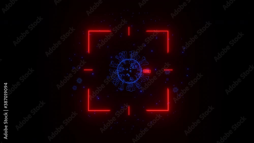 Focus illustration animation of an abstract background with target bacteria virus. Antibodies attack. Coronavirus (COVID-19) medical animation. Realistic virus model. Focus illustration animation of an abstract background with target bacteria virus. Antibodies attack. Coronavirus (COVID-19) medical animation. Realistic virus model.
