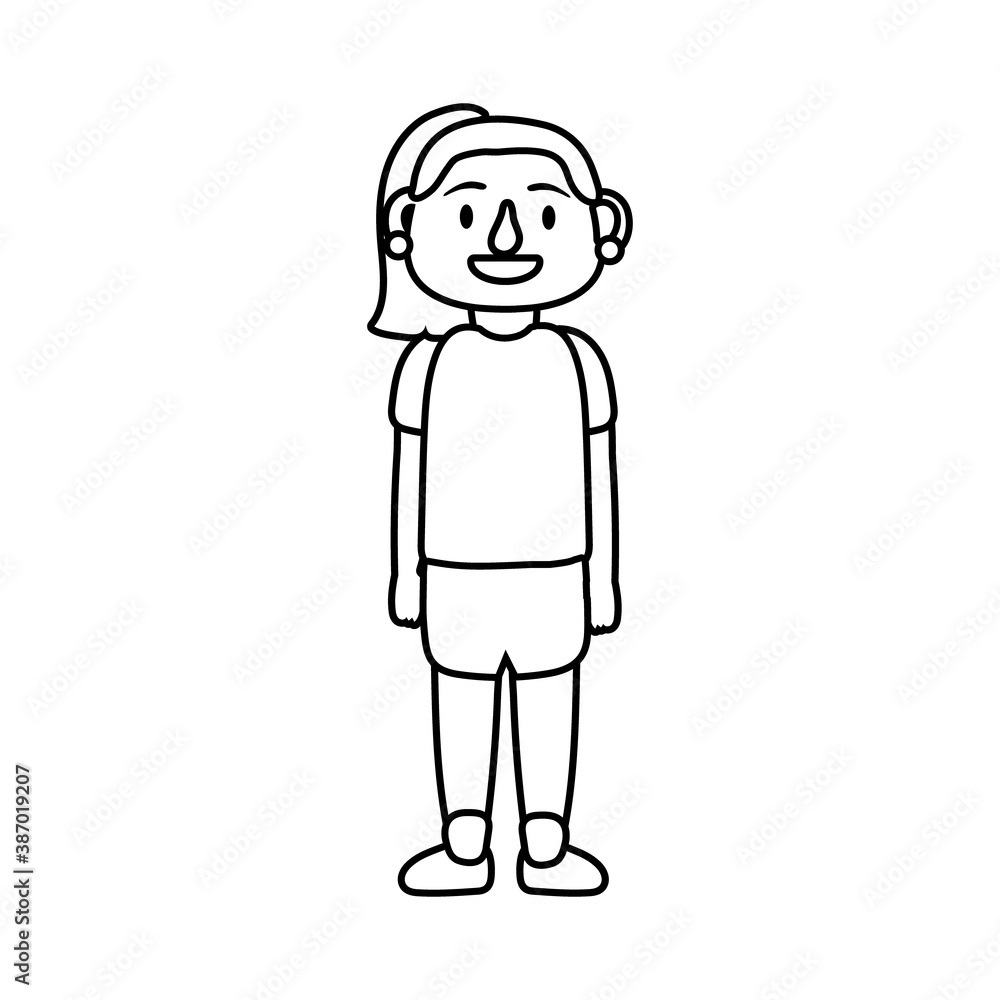 old woman person character line style icon