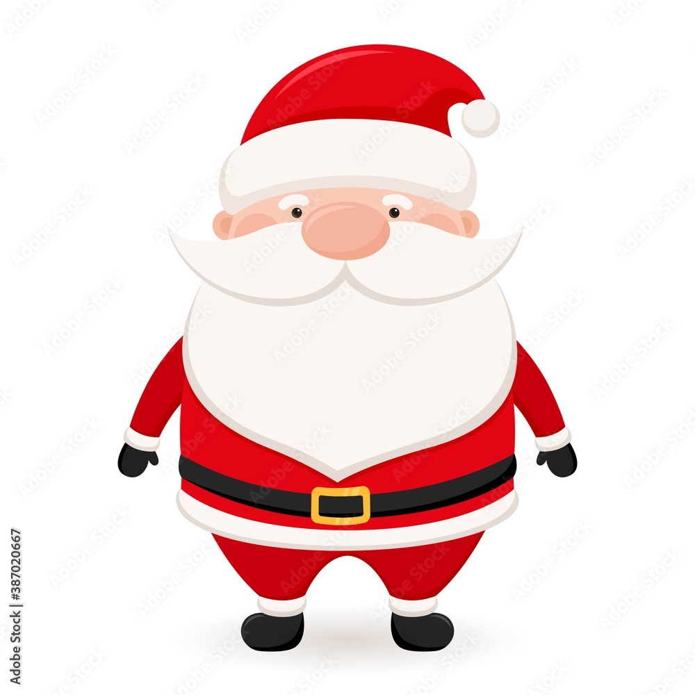 Cartoon Santa Claus. Vector. Christmas character in costume. Celebration. New Year symbol. Nice illustration. Isolated on white. For postcards, invitations, flyers. Cartoon Santa Claus. Vector. Christmas character in costume. Celebration. New Year symbol. Nice illustration. Isolated on white. For postcards, invitations, flyers.